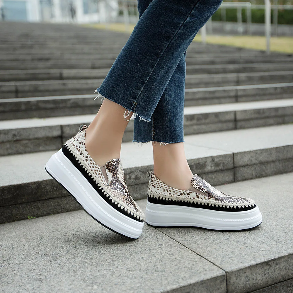 Лоферы на платформе для женщин Роскошная обувь ручной работы из натуральной кожи