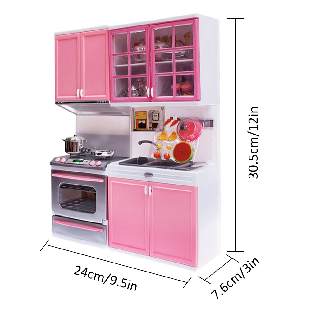 

Simulation Kitchen Toy Set Cabinet Sink Gas Stove Children's Pink Kitchen Play House Pretend Toys Set Gift For Girls Kids