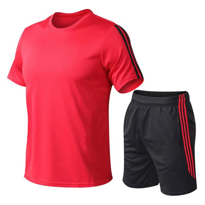 

2021 plain shorts sports new T shirt fashion summer men's cotton T shirt + shorts casual suit sports men's clothing
