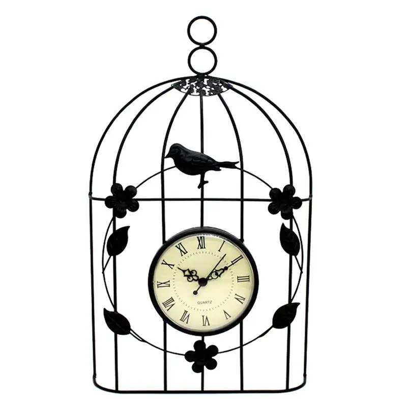 1 шт. железные настенные часы в виде птичьей клетки ретро римские цифровые