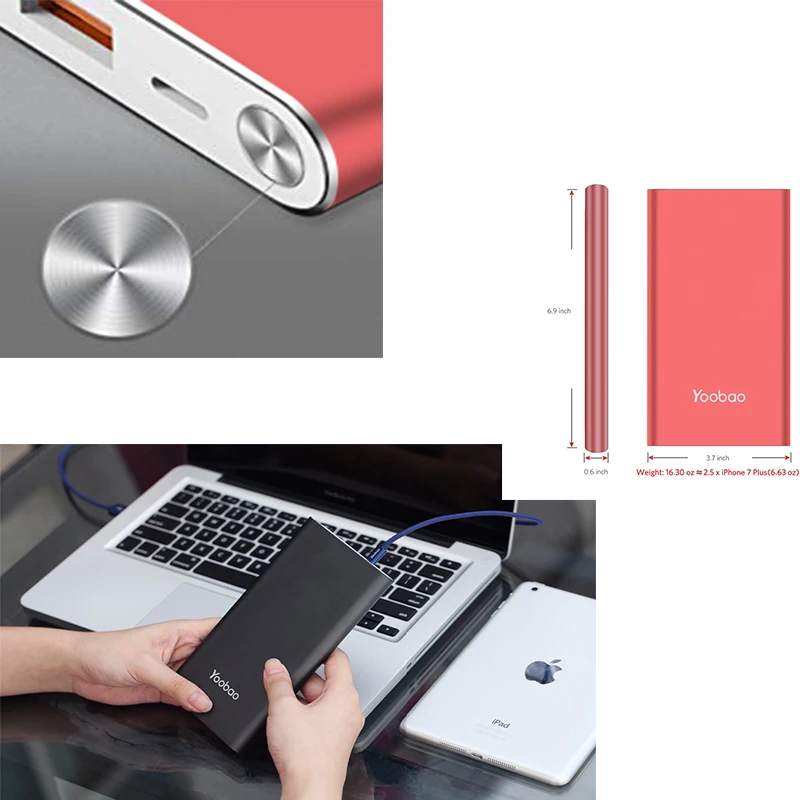 Yoobao A2 Мощность банка 20000 мА/ч два USB выхода Выход/Вход ультра тонкий внешний