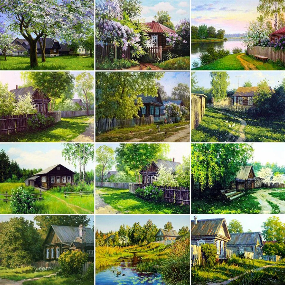 

Yujohom DIY Алмазная вышивка пейзаж полный квадрат 5D алмазная живопись дом вышивка крестиком Мозаика стразы из бисера рукоделие