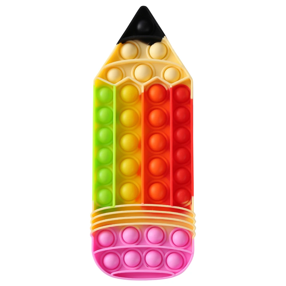

Silicone Rainbow Pencil Push Bubble Austism Needs Antistress Puzzle Relaxing Sensory Squeezing Kid Education Develop Toys Gift