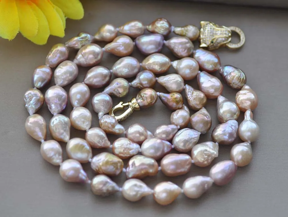 

Z10028 32" 15mm Peacock-Lavender Teardrop KESHI Edison Pearl Necklace