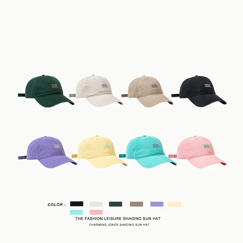 

2021 New INS Style Pure Color Printing Basic Peaked Cap Pink Blue Purple Black 8 Color Optional Baseball Cap for Woman Man Hats