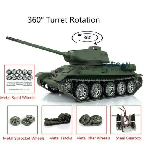 Henglong 1/16 FPV 6,0 советская T34-85 rc Танк 3909 360 турель металлический трек колеса TH16247