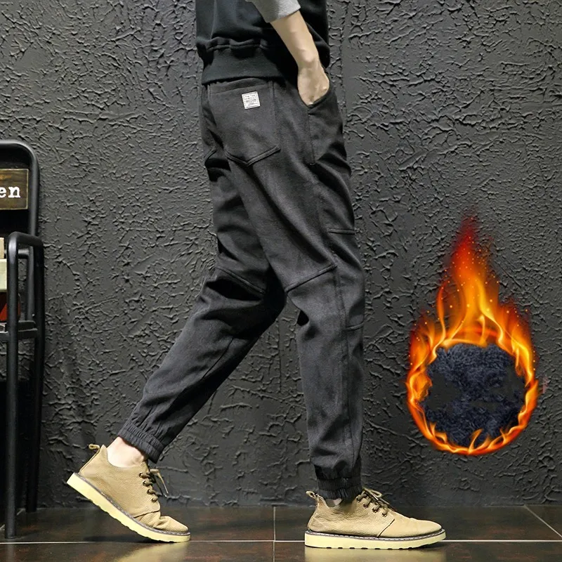 Осенне-зимние толстые теплые шаровары на завязках для мужчин размера плюс 5XL