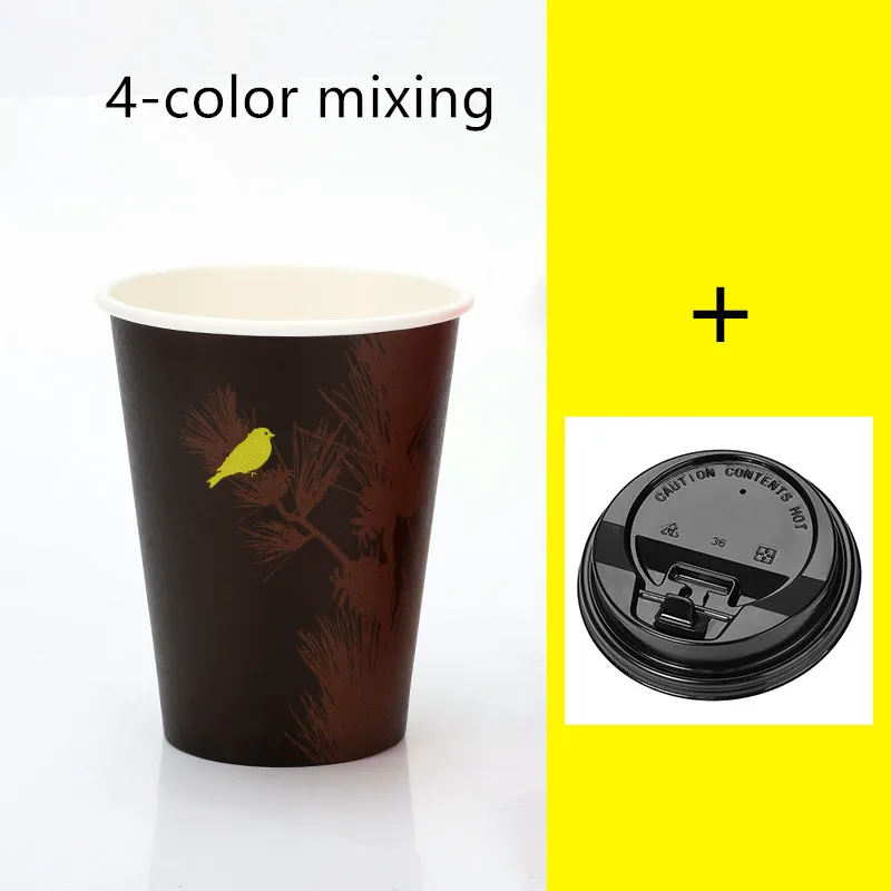cup and lid 50 шт. высококачественные креативные вечерние Одноразовая чашка для чая бумажный стаканчик для кофе горячий и холодный напиток на вынос упаковочные кружки с крышками - Цвет: cup and lid