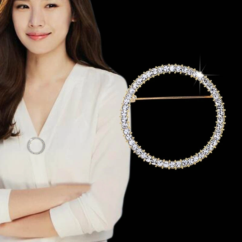 

Round Crystals Glasses Holder Brooch Reading Glasses Holder Simple Fashion Design Brooch Pins for Women Fashion Jewelry R9JE