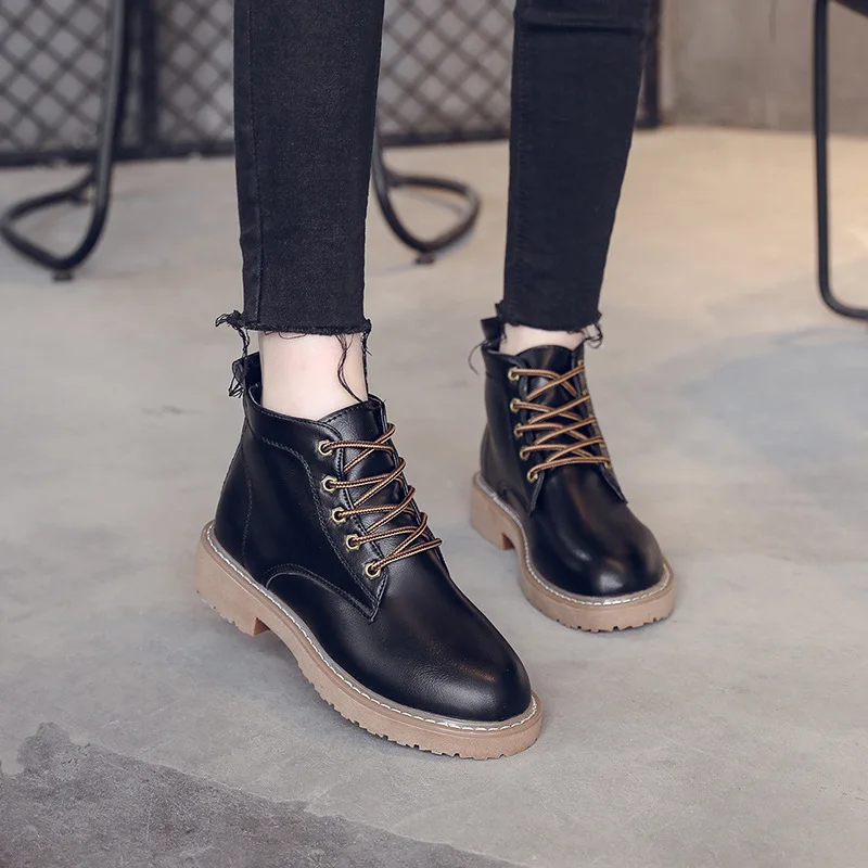 Классические модные Женские осенние ботильоны высокого круглый носок в