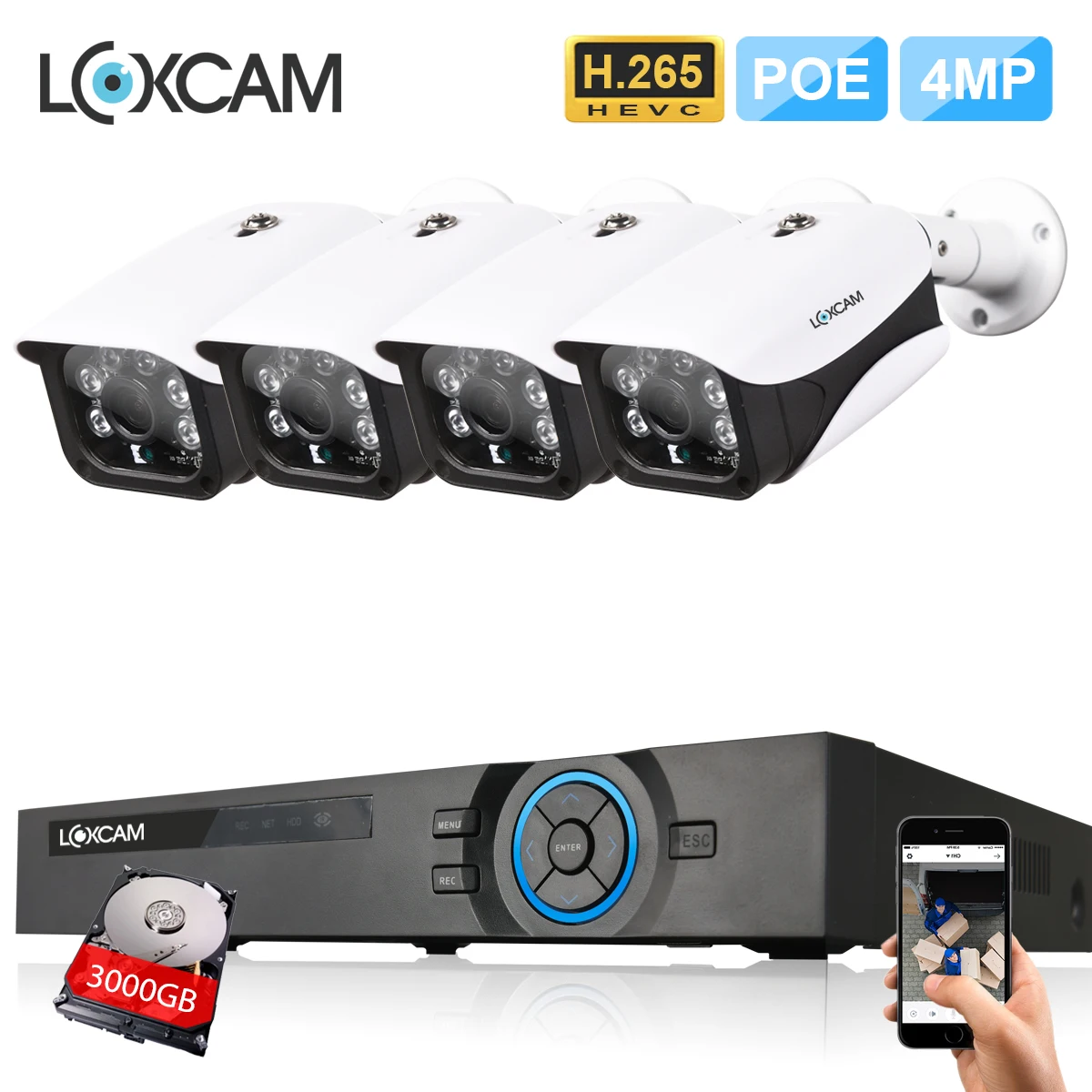 H.265 5MP CCTV камера система 4CH POE NVR комплект 4MP Крытый уличная Антивандальная IP66