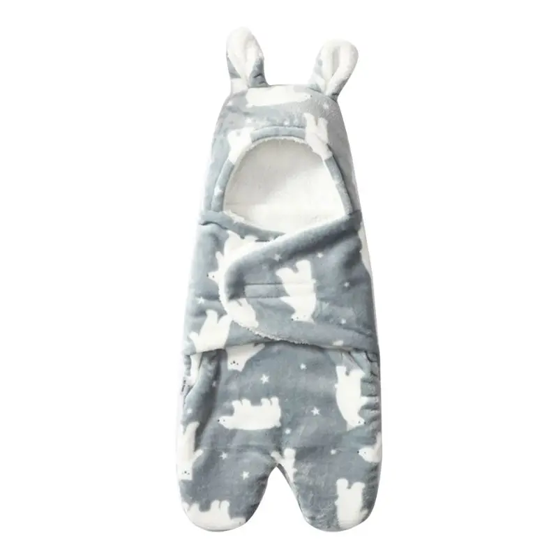 

Newborn Hooded Blanket Soft Warm Coral Fleece Swaddle Wrap Baby Sleeping Bag Stroller Sleepsack