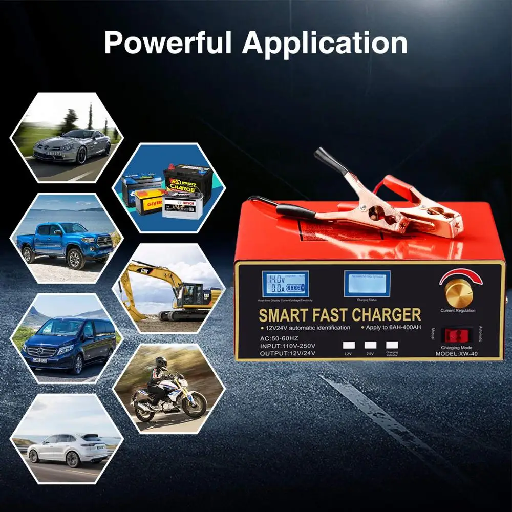 600W 12V 24V 6-400AH автомобиля Батарея Зарядное устройство 12A 25A AGM гель свинцово-кислотная литий ионный для автомобилей и мотоциклов мА/ч. аккумулятор Питание