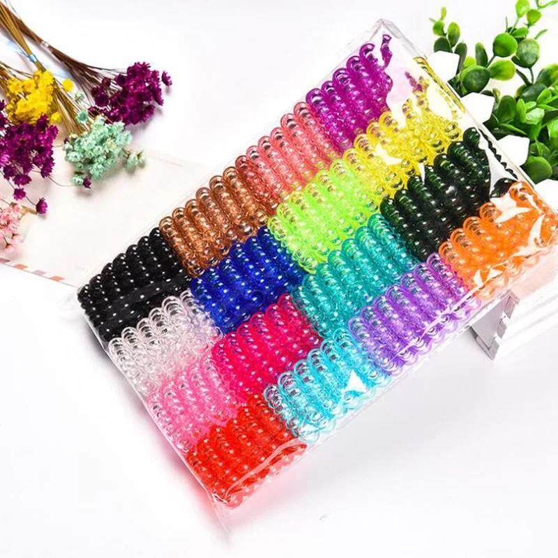 

5PCS Lot 3.5cm Small Telephone Line Hair Ropes Girls Colorful Elastic Hair Bands Kid Ponytail Holder Tie Gum Hair Accessories