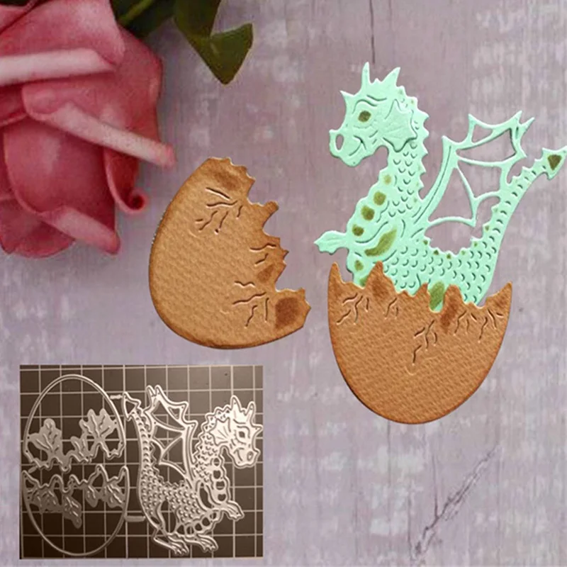 Металлические стальные тисненые штампы Dragon And Egg для скрапбукинга бумажные