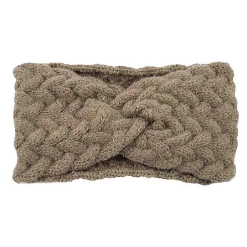 

Twist Cross Crochet Headwrap Solid Color Wide Hairband Plush Ear Warmer Knitted Headband Autumn Winter Turban Hair Accessories