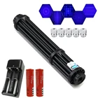 Мощный фонарик, яркий синий лазерный фонарик 10000 нм, М, с регулируемым фокусом, синий лазерный прицел, фонарик, поджигание спичкисвечисигары