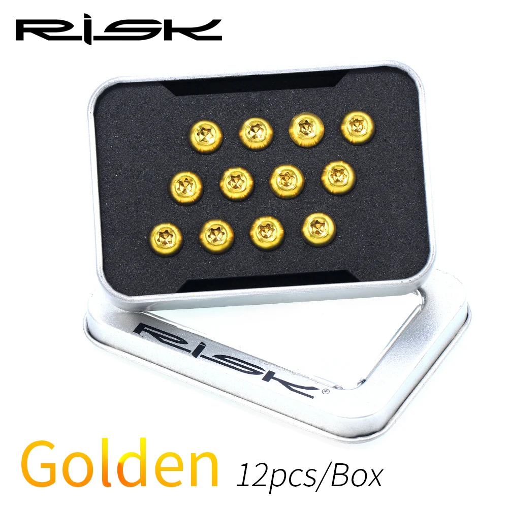 RISIKO 12 stücke M5* 10 мм T25 Ti Bremsscheibe Schrauben feur MTB Fahrrad rennrad Titan Torx rotor Schraube feur Avid Sram Ultrale - Цвет: Golden