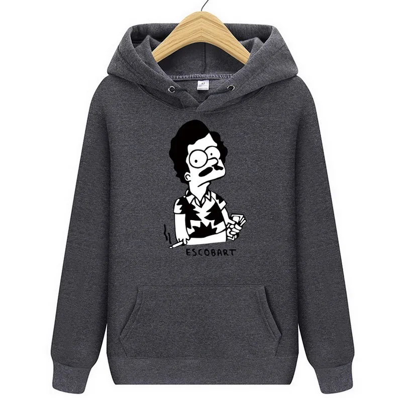 Толстовки ESCOBART Simpson, мужская толстовка с капюшоном, женские свитшоты, негабаритный черный цвет, Осень-зима, хип-хоп, мужские толстовки, толстовка
