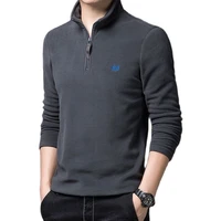 sweatshirts men new semi zipper pullover stand collar fleece backed polo shirt mens solid color casual long sleeve hoodies