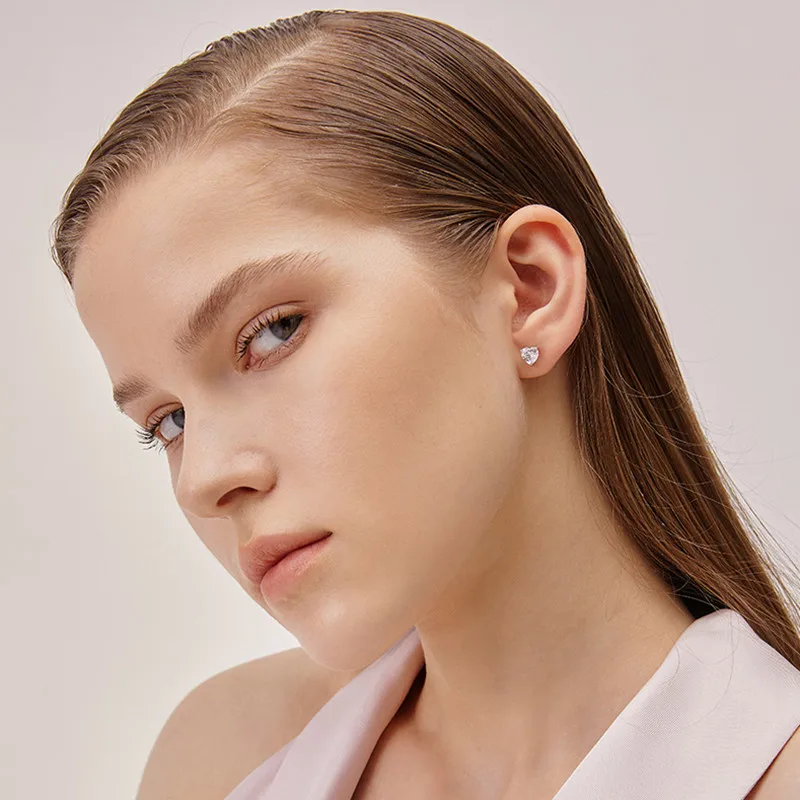 925 пробы серебряные серьги в форме сердца циркониевые когти инкрустированные