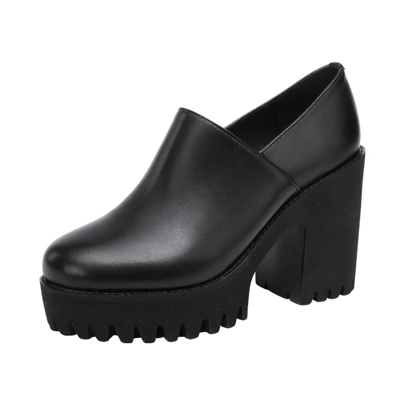 

8cm Block Heel Platform Shoes Deep Mouth Pumps Women Fall 2022 High Heels Shoes with Fur Small Big Size 32-43 for Office Chunky