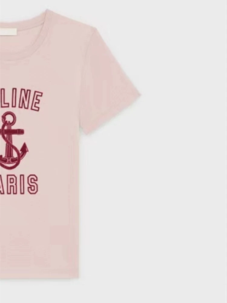 

New Fashion Women Summer T-Shirt Ladies 0-Neck Short Sleeve Femme Luxury Designer Brand Tops Loose Printing Tees Logo Complete