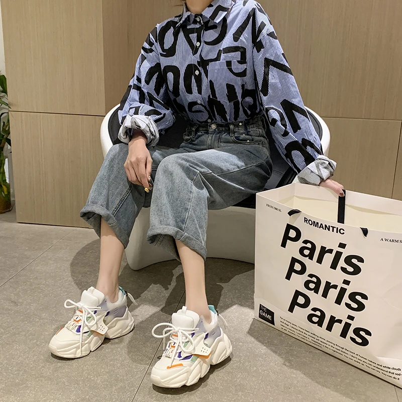 

2021 Spring Summer 2021 Fashion Women Sneakers Lady Sneakers Trainer Non-Slip Chaussures Femme Platform Sneakers