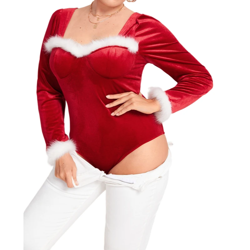 

Сексуальный женский флисовый комбинезон с длинным рукавом