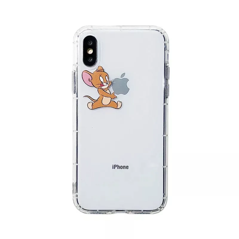 A pple 11S XR XS Max 6 6S Plus мягкий TPU прозрачный силиконовый чехол с котом и мышкой i Phone 7S 8S