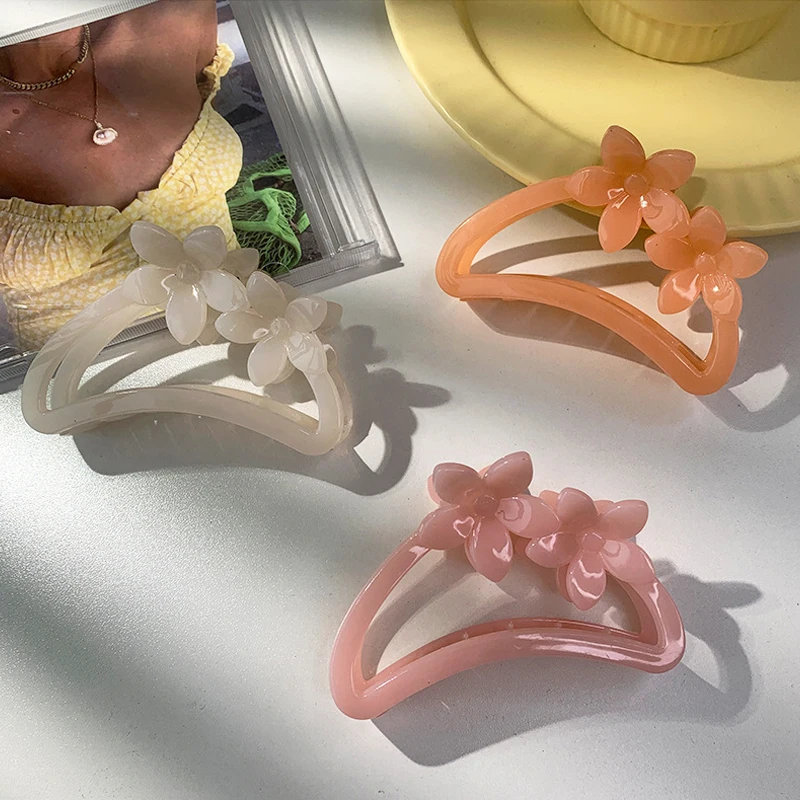 

New Retro Fashion Decorative Hair Clip Flower Hair Accessories Acetate Plate Grab Clip Hair Claws Women Girls Hair Clips