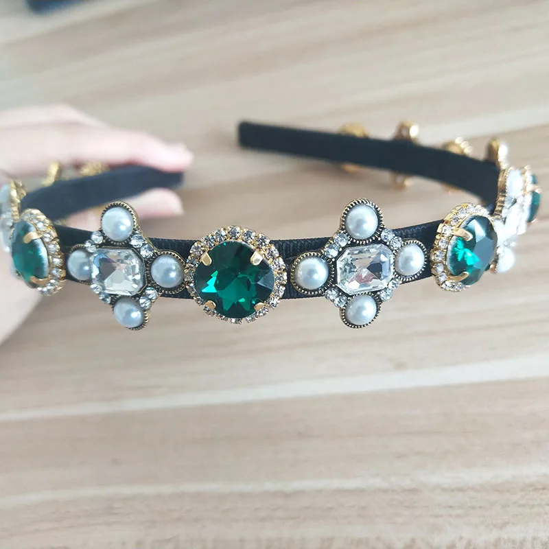 Винтажный ободок для волос в стиле барокко со стразами и жемчугом женщин