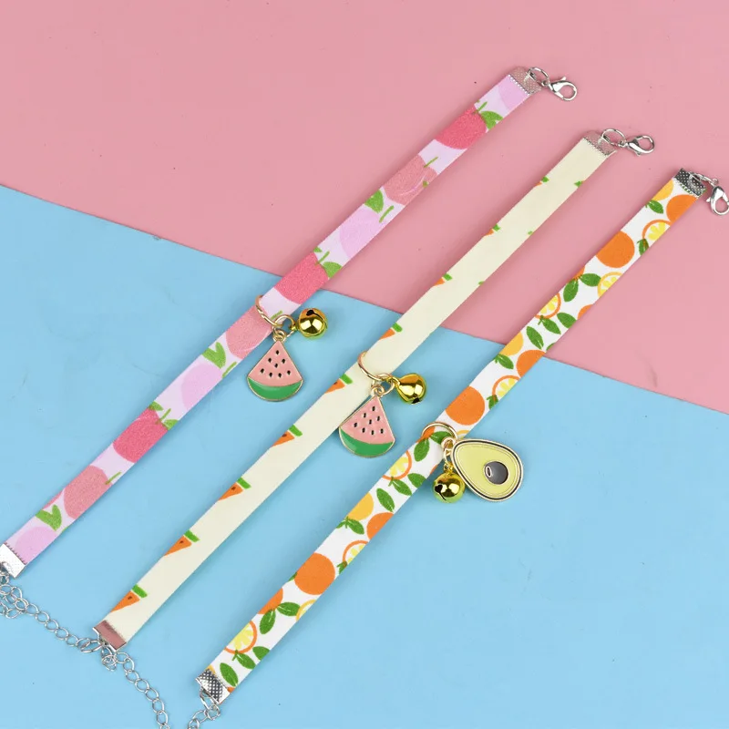 

Fruit Puppy Collar Adjustable Necklace Dog Collar With Bell Adjustable Buckle Collar Small Dog Accessories Collar Pet Supply