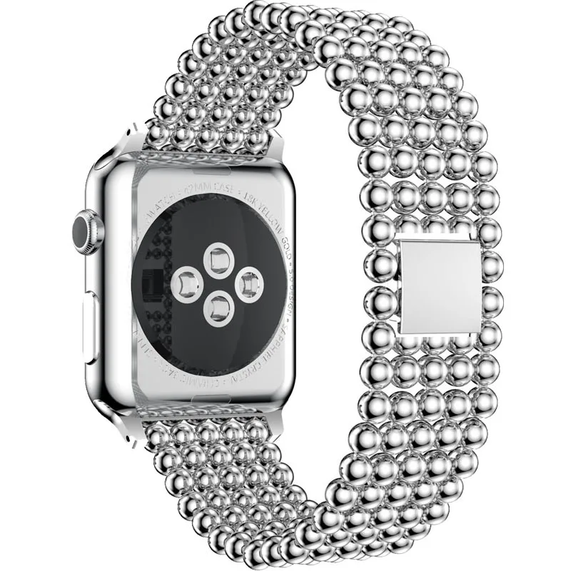 Ремешок для часов Apple Watch Band 38 мм 40 42 44 браслет из нержавеющей стали с бусинами iWatch