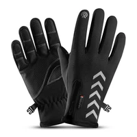 fluorescent coating night riding cycling warm black gloves autumn winter outdoor waterproof sport skid full finger touch screen