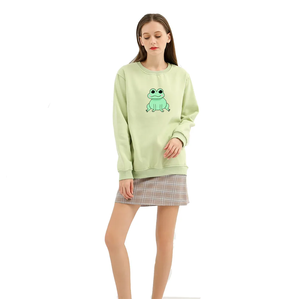 Vintage Winter Sweetshirt Loose Hoodie Women Hoodies Purple Autumn Rounded Neck Aesthetic Soft Girl Crewneck Sweatshirt Women