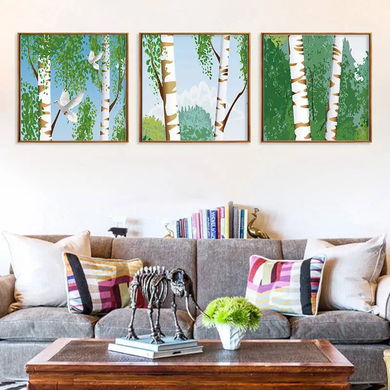 Березовый Лес холст картина печать фотографии белые березы растение стены