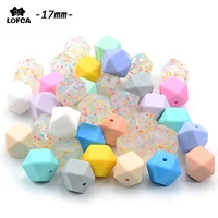 wholesale large hexagon loose silicone beads for teething necklace silicone teething beads for baby teether bpa safe loose beads