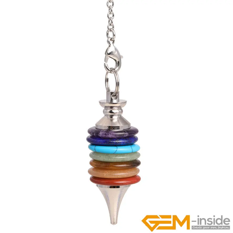 

Cocktail Natural Quartz Crystal Dowsing 7 Chakra Pendulum for Divination Natural Stone Reiki Pendant for Women Energy Healing