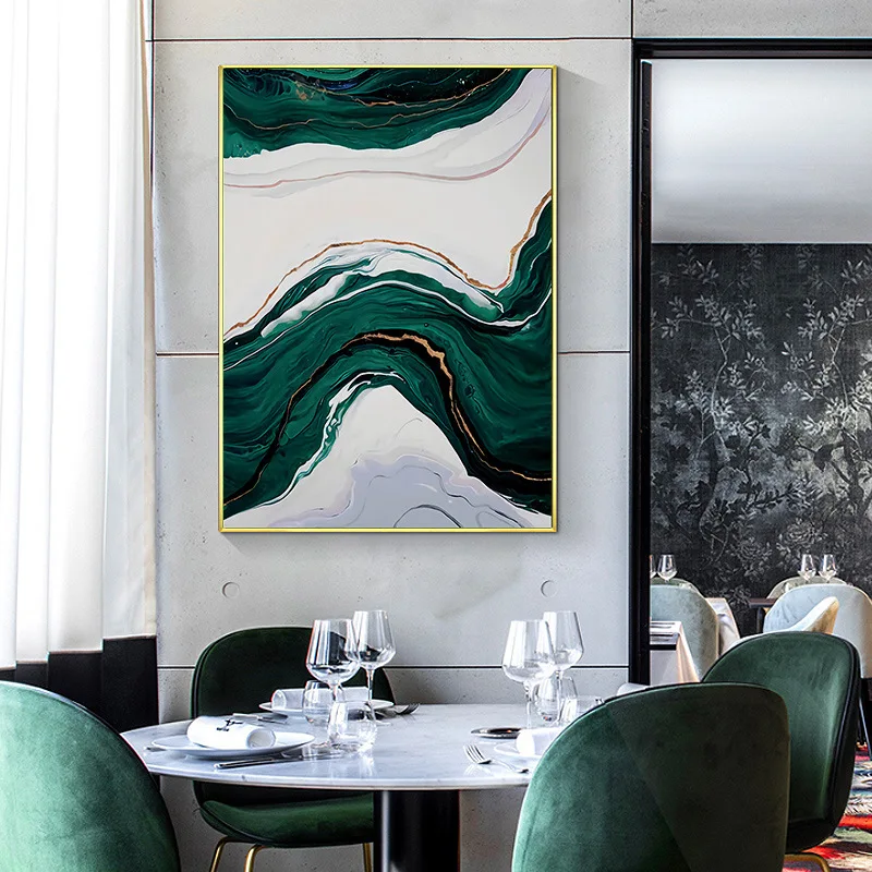 

Nordic Plate Cyan Platinum Curve Canvas Painting Wall Painting Hanging Oil Painting Posters Home Decor Living Room Decoration
