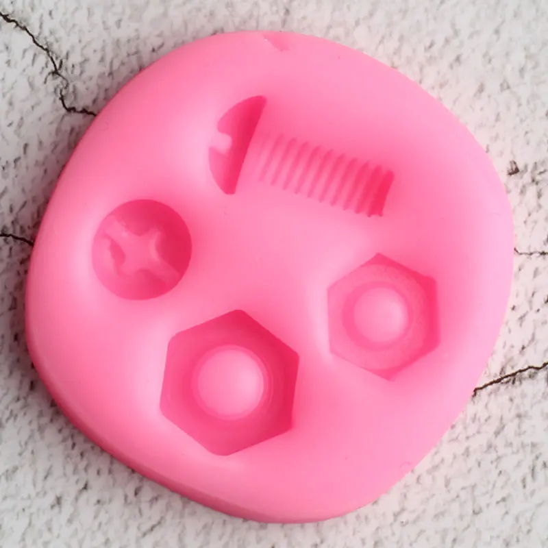 3D Screw Nut Silicone Mold Industrial Steampunk Hardware Fondant Molds DIY Cake Decorating Tools Clay Candy Chocolate Moulds
