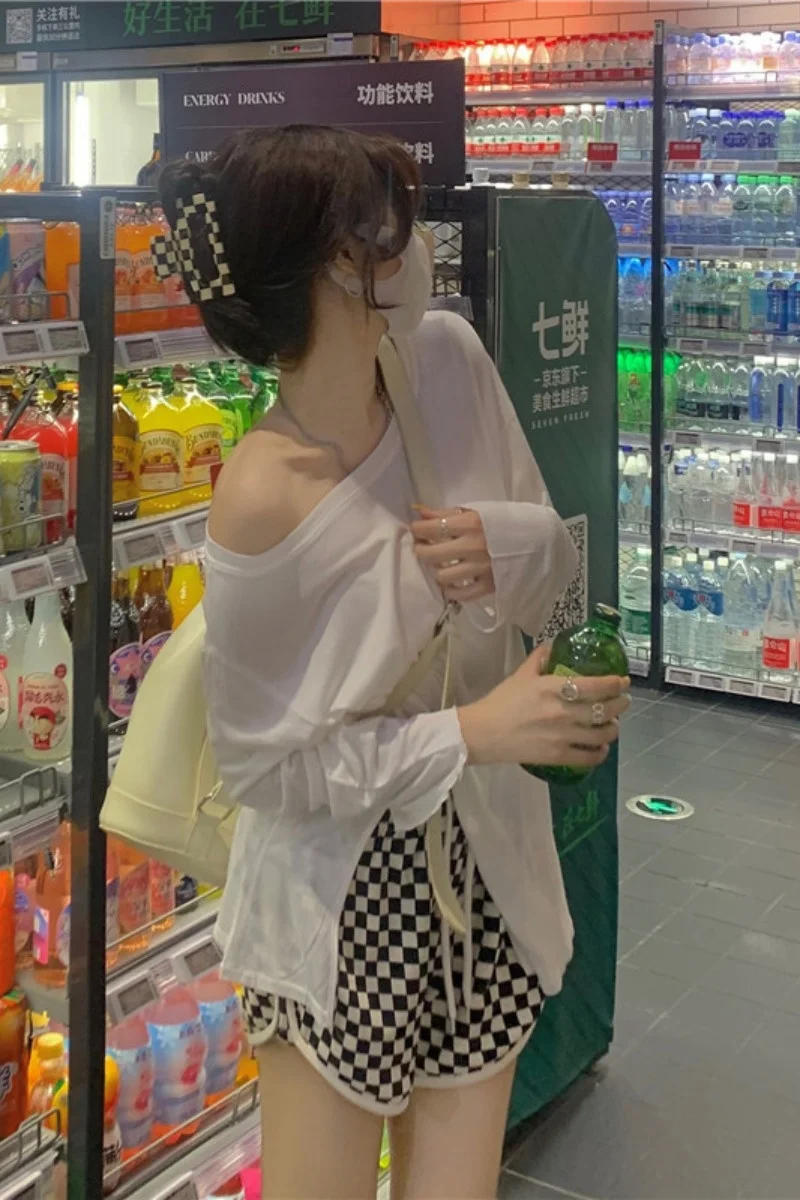 Белая Солнцезащитная блузка для женщин на раннюю осень тонкий дизайн