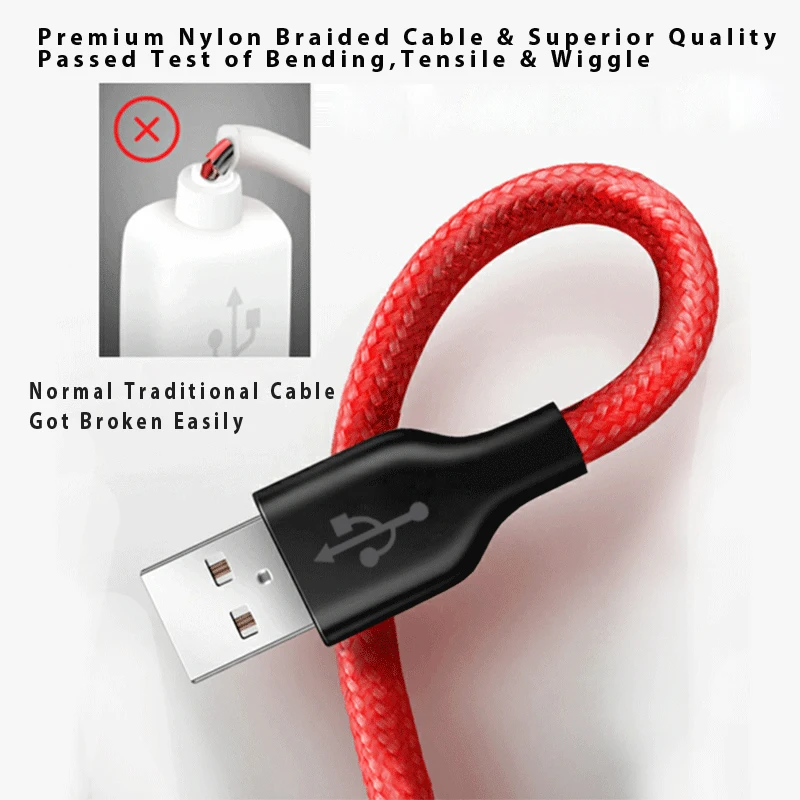 VOXLINK Micro USB Cable 2.4A Phone Fast USB Cord Charge for Xiaomi Redmi Note5 Micro Charger Data Cable for Samsung USB Cord