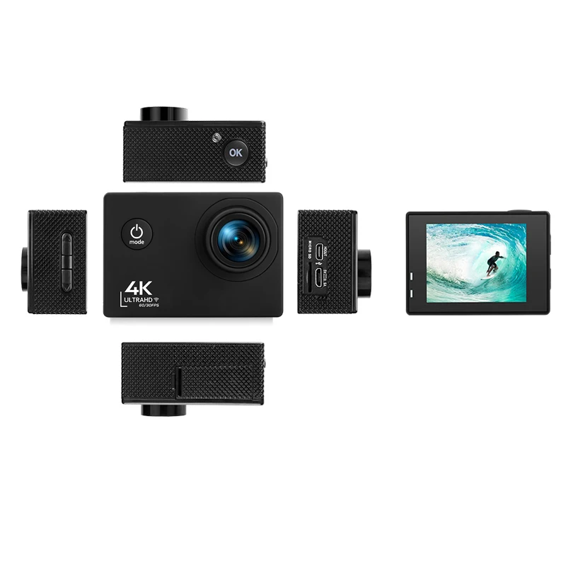 Экшн камера 24 МП Wi Fi Ultra HD 4K 60 кадров/с экран 2 0 дюйма IPS Спортивная 170D Подводная
