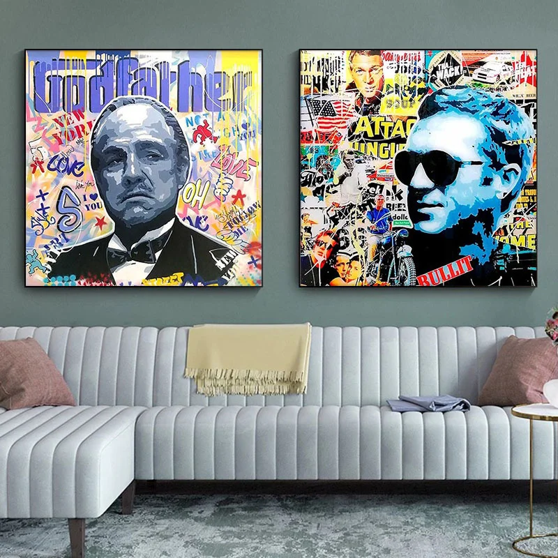 

Street Graffiti Canvas Print Picture Pop Art Godfather Scream Men Posters and Prints Abstract Wall Art for Living Room Decor