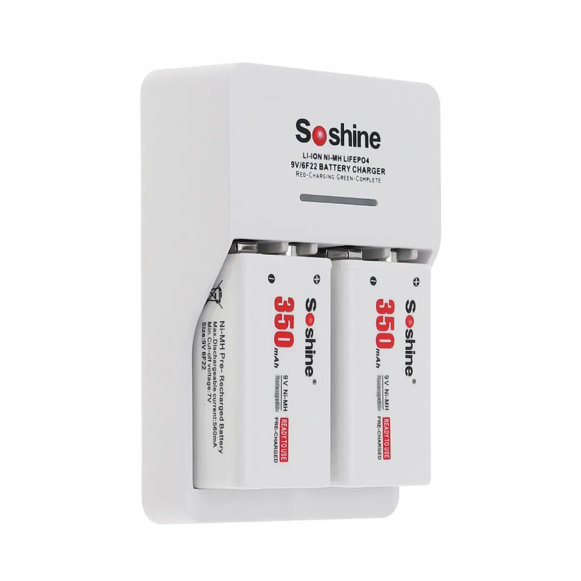 2 шт./лот Soshine 9V 6F22 350mAh Ni MH аккумуляторная батарея + умное зарядное устройство со