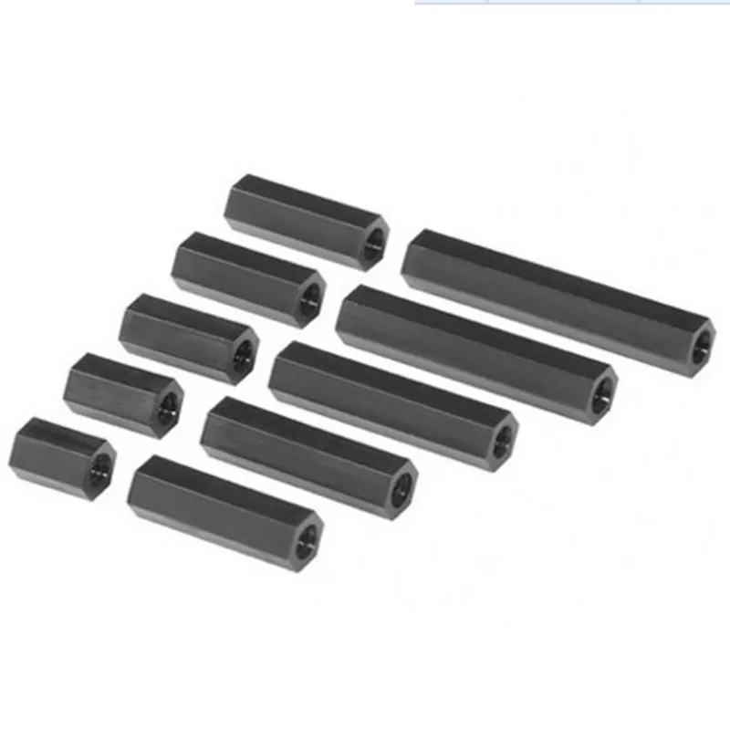 50pcs/lot black Nylon standoff M2*5/6/8/10/12/15 2mm female to nylon plastic spacer long hex nut | Обустройство дома