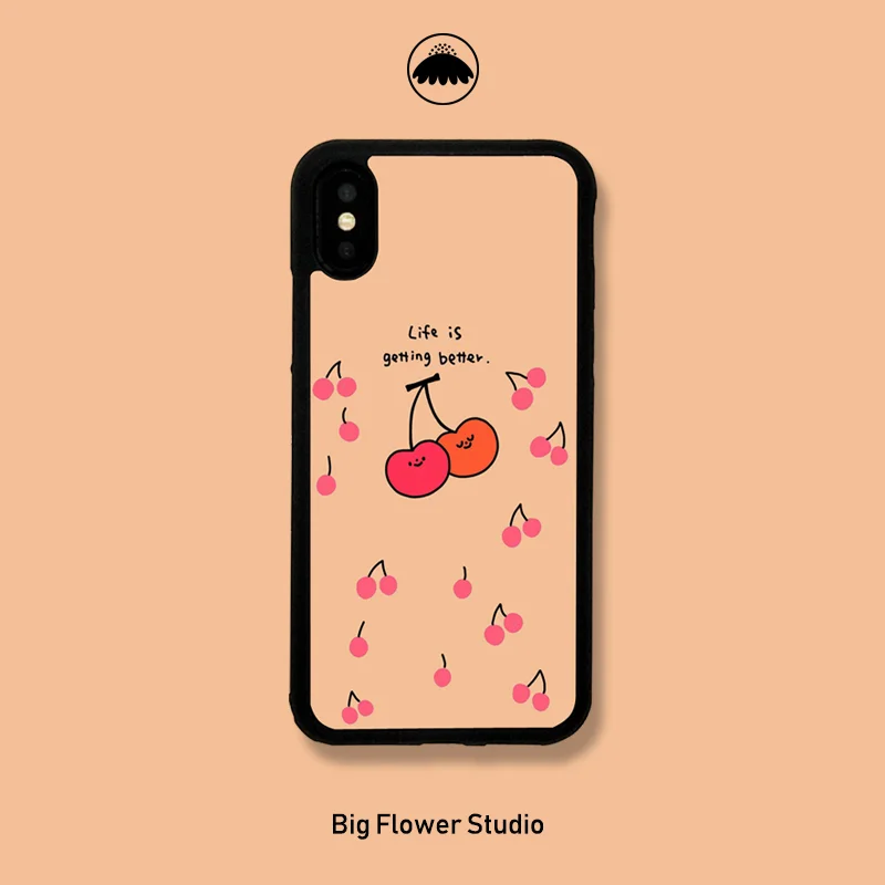 Силиконовый защитный чехол для iphone xs 7p 6 bigflower жизнь становится лучше вишня
