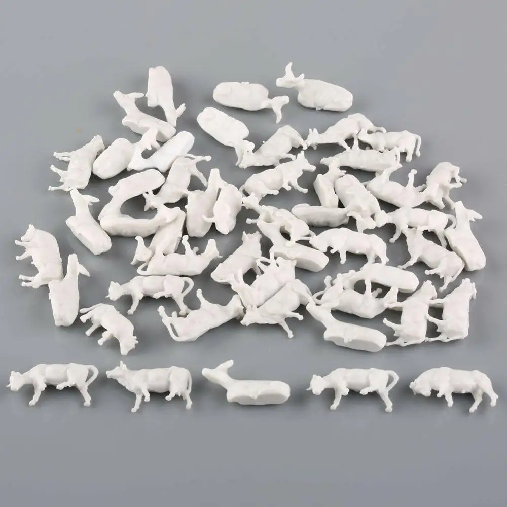 Неокрашенные белые фермерские животные коровы 9 поз 50 шт. масштаб 1:87|farm animal cow|scale