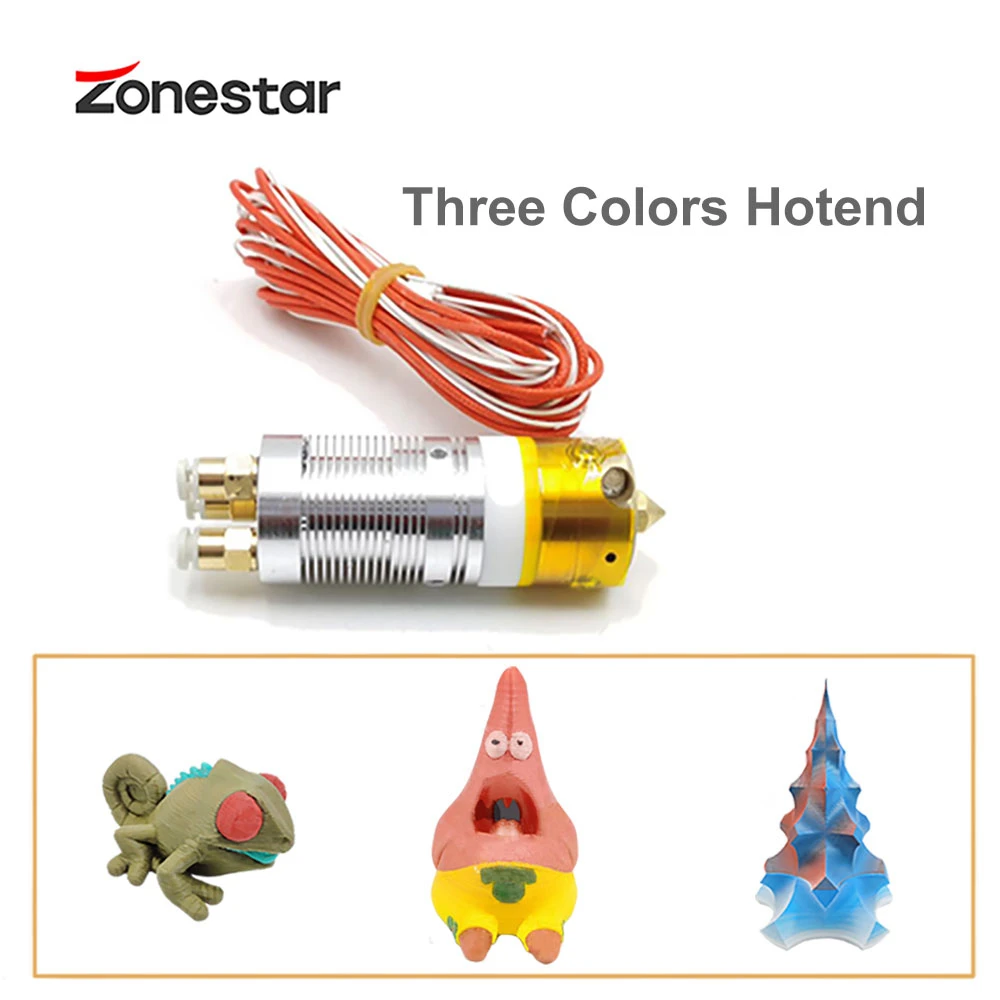 ZONESTAR J head 3 в 1 OUT многоцветный трехцветный Hotend 0 4 мм сопло 75 нить детали для 3D